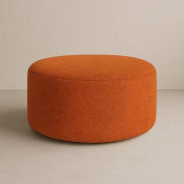 Imagem de Puff Riviera Orgânico Redondo Tecido Boucle Puf Luxo decorativo sala -