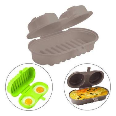 Imagem de Omeleteira Forma De Ovos Dupla Micro-ondas Fácil Plasvale, Branco