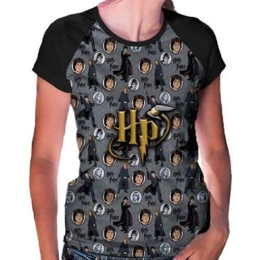 Imagem de Camiseta Raglan Baby Look Harry Potter Ref:387 - smoke, Preto, GG