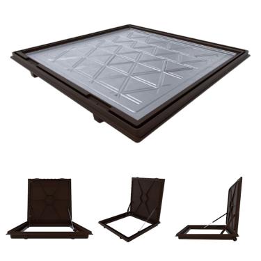 Imagem de Tampa Piscina Casa Máquina 75x75 Articulada Rebaixada Marrom