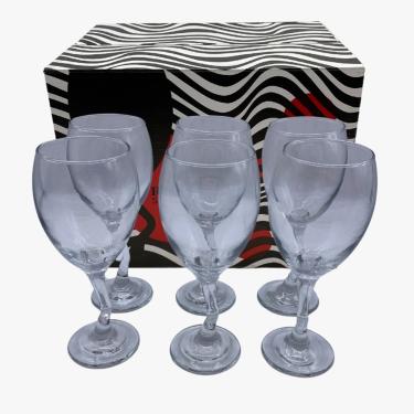 Imagem de JOGO 6 TAÇA DE VIDRO 350ML VINHO TINTO BRANCO ÁGUA