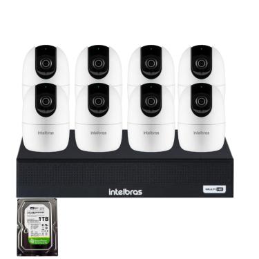 Imagem de Kit 8 Câmeras Full HD Im4 C Intelbras Branca Nvd 1408 Intelbras Com 8 Canais Com Hd 1tb Instalado