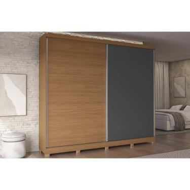 Imagem de Guarda Roupa Casal 2 Portas De Correr E 4 Gavetas C- Pés Cb03t583 Canela-grafite - Kappesberg