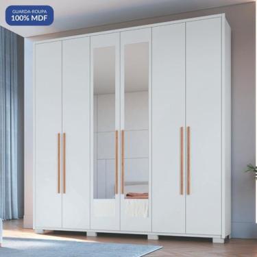 Imagem de Guarda-roupa 6 Portas 3 Gavetas com Espelho Safira 100% MDF - Móveis C