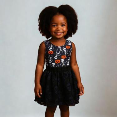 Imagem de Conjunto 2 peças Halloween Infantil Body de Esqueletos e Saia Preta co