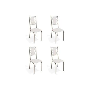 Imagem de Kit 4 Cadeiras de Cozinha Lisboa 4C076 4 Un Níquel/Courano Branco - Ka