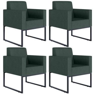 Imagem de Kit 04 Poltronas Helô L02 Linho Verde Musgo - LYAM DECOR