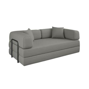 Imagem de Sofá Cama Colchão de Espuma à Vácuo Sala(Cinza Claro)