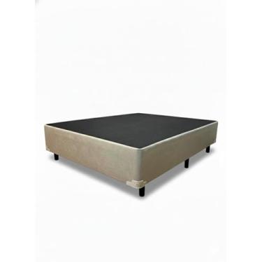 Imagem de Cama Box Casal 138 com Pés de Madeira (Suede, Bege)
