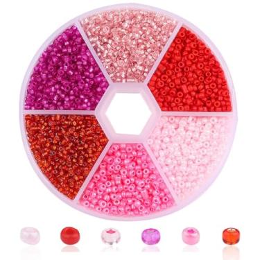 Imagem de Miçangas de vidro 6 cores 3 mm kit de contas soltas cerca de 1900 peças/caixa, pequeno berloque espaçador de contas artesanais, contas faça você mesmo para fazer joias, acessórios de bordado, 10 g por