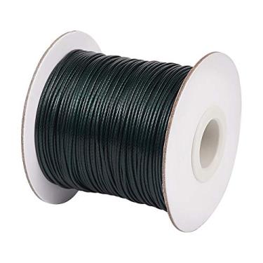 Imagem de Cordas redondas enceradas de 1 mm de 1 mm, cordão de poliéster coreano, cordão de contas, fios, trança, artesanato, verde escuro, para pulseira faça você mesmo, colar de macramê, fabricação de joias