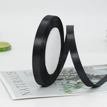 Imagem de Rolo de cetim de fita preta 1/10.2 cm 36 jardas perfeito para álbuns, arte, Halloween, grinalda, espartilho, floral