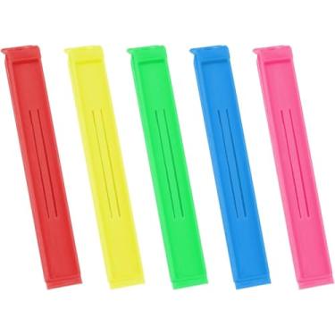 Imagem de 5 peças de clipes de vedação de plástico para alimentos, batatas fritas, salgadinhos, alimentos frescos, clipes de manutenção de 4,3 polegadas reutilizáveis para saco de pão