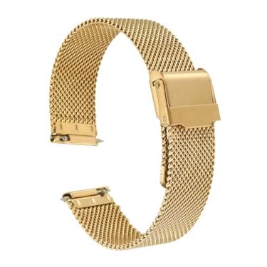 Imagem de Pulseira de relógio de malha de aço inoxidável 316L de 16 mm de liberação rápida, ajustável, para homens e mulheres, tom dourado