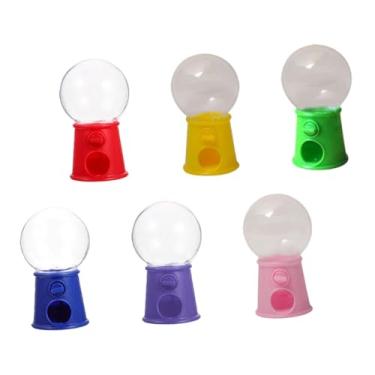 Imagem de 6 peças mini dispensador de doces máquina de chiclete fofo decoração de bolo de mesa recipiente de doces para festas divertidas acessório de lembrancinha de festa design compacto de mesa