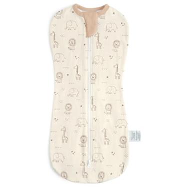Imagem de SANDJEST Enfaixado para bebês de 0 a 2 meses, saco de dormir de algodão com zíper, cobertores vestíveis para recém-nascidos, meninas e meninos (animal da floresta, pacote com 1)