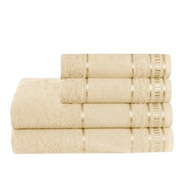 Imagem de Jogo Premium de Toalhas de Banho e Rosto, 4-5 Peças, 100% Algodão, 290g/m², Disponível em 6 Cores, Toalhas de Banho 125x65cm, Toalhas de Rosto 65x45cm (Premium Baunilha, 4 Toalhas)