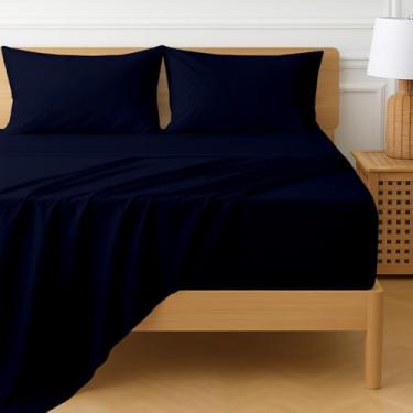 Imagem de Cottington Lane Jogo de cama King Size California com bolso extra profundo de 4 peças, lençóis de algodão egípcio de luxo de hotel com bolso profundo de 55 cm, ajuste seguro, respirável, durável