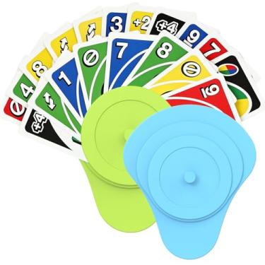 Imagem de Playing Cards Holder for Little Hands, Multiple Layers Design for UNO Game Nights, Poker, Canasta, Spite Malice, Playing Card Accessories for Family Gatherings & Travel, Set of 2 (Blue + Green)