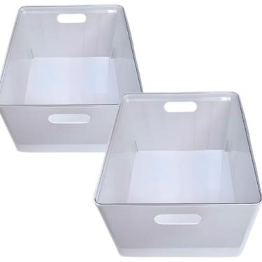 Imagem de Caixa Organizadora Multiuso 12,3L Empilhável com Tampa Transparente – Grande, Resistente e Ideal para Roupas, Brinquedos e Utensílios(2 Caixas 12,3 L Branco)