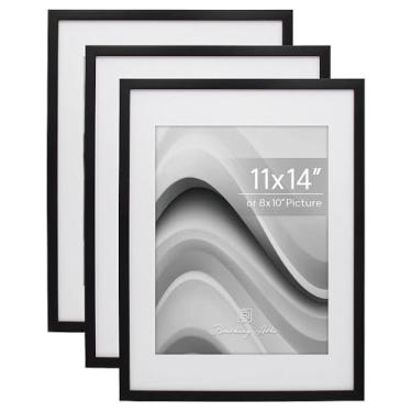 Imagem de Conjunto de 3 porta-retratos para embarque 28 x 35 cm, tela de 20 x 25 cm com tapete ou imagem 28 x 35 sem tapete para montagem na parede, molduras para galeria de parede vertical ou horizontal, preto