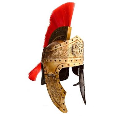 Imagem de Capacete de armadura medieval do rei romano real do exército pretoriano capacete romano - tamanho único - presente de capacete de armadura de fantasia de Hollywood