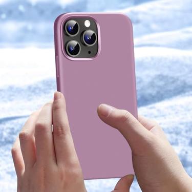 Imagem de Capa para celular compatível com iPhone 14 Pro Max de 6,7 polegadas, de silicone líquido fino, 4 camadas, capa protetora com forro de microfibra antiarranhões (roxo lilás)
