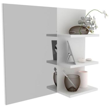 Imagem de Espelheira Para Banheiro 60 Cm 3 Prateleiras Romana Branco