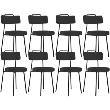 Imagem de Kit 08 Cadeiras Decorativas Estofada Para Sala De Jantar Barcelona L02 Facto Preto - Lyam Decor