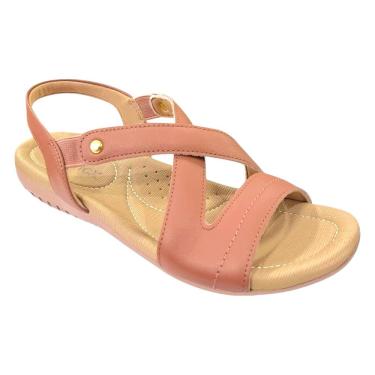Imagem de Sandália Fem Usaflex Couro Elástico Rosa Vintage R1804166