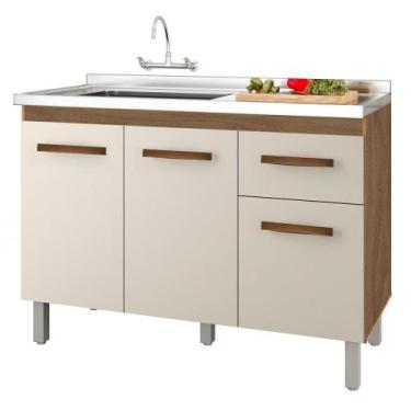 Imagem de Balcao Para Pia 3p 1g 120 Cm Anita Savana Off White Mobbs Savana Off W