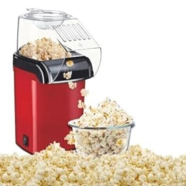 Imagem de Pipoqueira Elétrica Ar Quente 110V Máquina De Pipoca Sem Óleo 1200W Com Tampa Dosadora Design Moderno Compacta Fácil Usar Pipocas Crocantes Saudáveis Prontas Em Minutos (Vermelha)