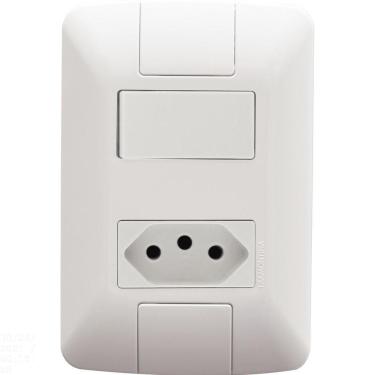 Imagem de Conjunto 4x2 Com 1 Interruptor Simples 6 A 250 V E 1 Tomada 2p+t 20 A 250 V Aria Branco