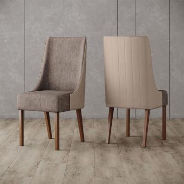 Imagem de Cadeira Para Mesa De Jantar Ivy Ambiente Kit 02 Peças Corano Bege Cacao - Henn