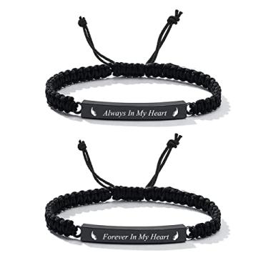Imagem de zeqingjw Pacote com 2 pulseiras de cremação ajustáveis com urna para cinzas para mulheres e homens pulseiras trançadas pulseira memorial de lembrança para animais de estimação humanos, Metal, aço