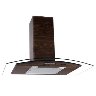 Imagem de Coifa De Parede 80cm Vidro Curvo Slim Fogatti Wood Nogueira 110V