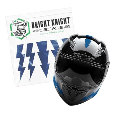 Imagem de Adesivos de Relâmpago Refletivos Bright Knight (Azul, Pacote com 1) - Adesivos Retrorrefletivos de Capacete Premium 3M para Bicicletas, Motocicletas, Laptops e Mais - Decalques Relâmpago para