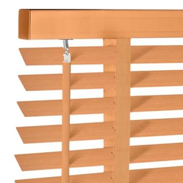 Imagem de Persiana de madeira sem fio de 5 cm para janelas internas, venezianas horizontais com filtragem de luz, fácil de instalar para janelas interiores de casa teca 81 cm L x 162 cm A