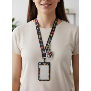 Imagem de Carretel retrátil para crachá com clipe resistente, compartimento para cartão de identificação para trabalho, escola, escritório, (preto)