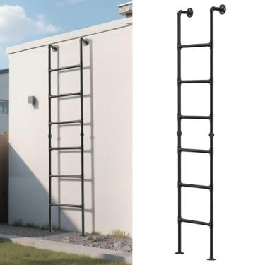 Imagem de Escada de beliche resistente de 2,8 m - escada de saída de emergência de 6 degraus montada na parede e independente para poço de janela de porão, sótão, dormitório, deck de trailer - capacidade de 161