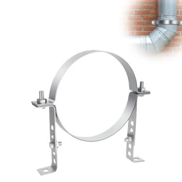 Imagem de Alça de parede de ventilação ajustável de 25,4 cm, suporte de parede de ventilação B, alça redonda para tubo de ventilação de gás, suporte de tubo de aço inoxidável resistente com parafusos de