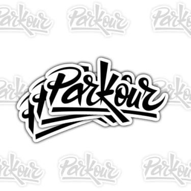 Imagem de 3 adesivos com logotipo Script Parkour, decalques minimalistas de vinil Freerun Extreme Sport para laptop, notebook, diário, tablet, Hydro Flask, carro, presente para adolescentes, estudantes, atletas