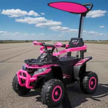 Imagem de Quadriciclo Passeio Elétrico Infantil Haste Direcionável Bateria 6V - 