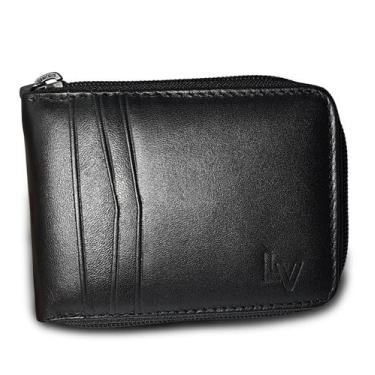 Imagem de Carteira Masculina De Couro Com Zíper Porta Cartões Le Voyage, Preto