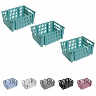 Imagem de Cesto Decorativo Empilhavel Organizador Cozinha Casa Kit C/3 - Atelie 