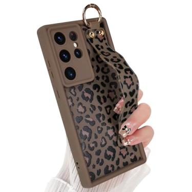 Imagem de Jefonha Capa de silicone para Samsung Galaxy S23 Ultra com suporte, elegante capa de telefone leopardo guepardo para meninas e mulheres, alça de dedo ajustável à prova de choque, marrom leopardo 2