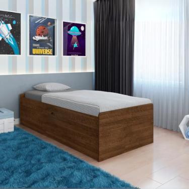Imagem de Cama Box Baú Solteiro em MDF Resistente Moderna e Prática Camila Malbec