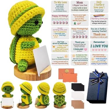 Imagem de Conjunto de presente de luxo de apreciação de animais de crochê positivo, suporte emocional, decoração de mesa de tartaruga marinha perfeita para casais, pais, colegas de trabalho, professores