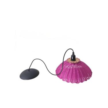 Imagem de Lustre Luminária de Teto Pendente Artesanal Rústico M (ROSA PENDENTE PRETO)