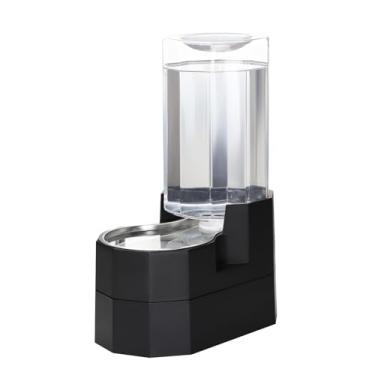 Imagem de RIZZARI Dispensador de água elevado para animais de estimação: alimentador automático de gatos por gravidade de aço inoxidável preto 8L para cães de estimação idosos, ambientes internos e externos